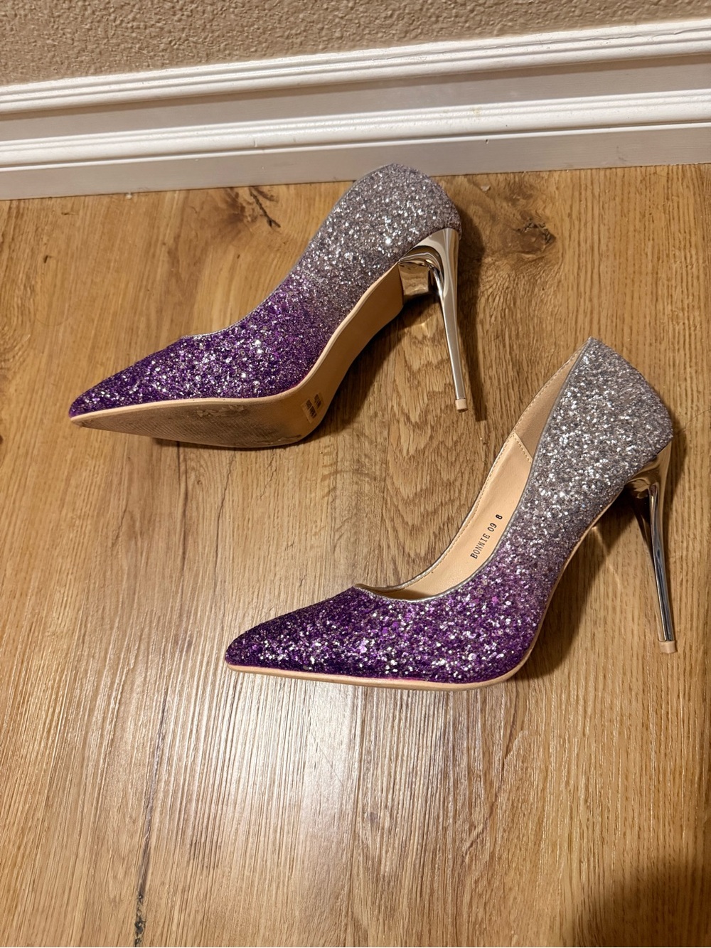 Glitter Ombre Stiletto Pumps in Purple and Silver - Picture 4 of 9